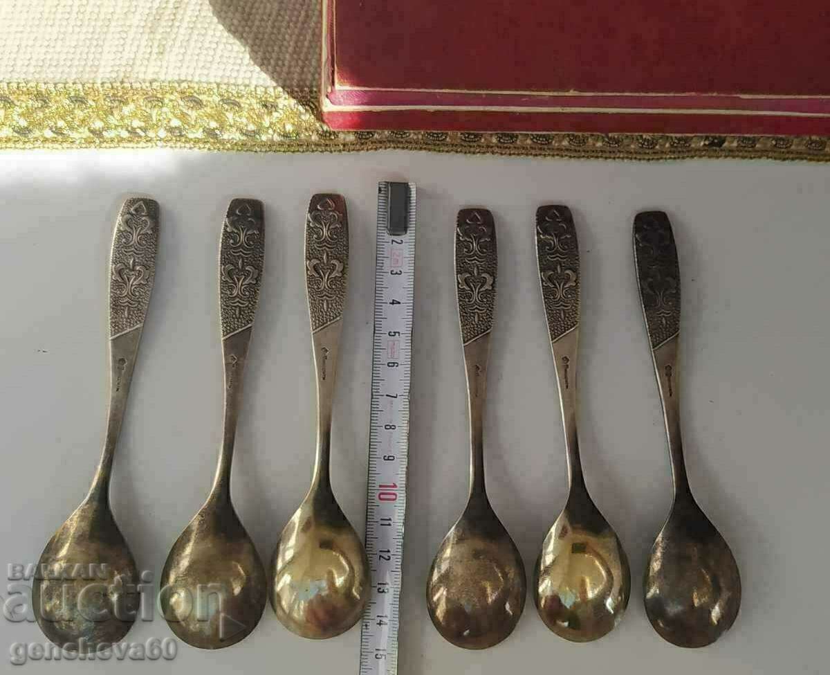 Wonderful melchior spoons with gilding/USSR - 5 Wonderful melchior spoons with gilding/USSR - 5