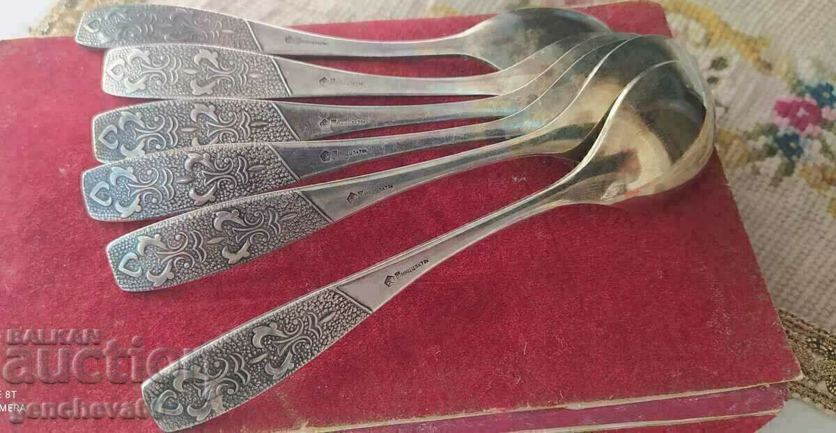 Wonderful melchior spoons with gilding/USSR - 7 Wonderful melchior spoons with gilding/USSR - 7