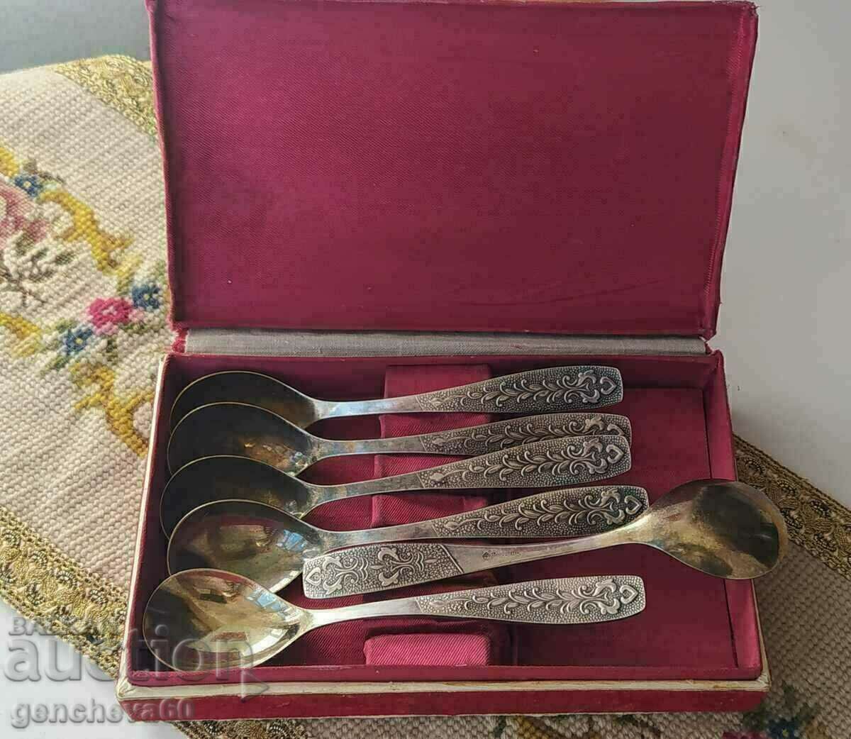 Wonderful melchior spoons with gilding/USSR Wonderful melchior spoons with gilding/USSR
