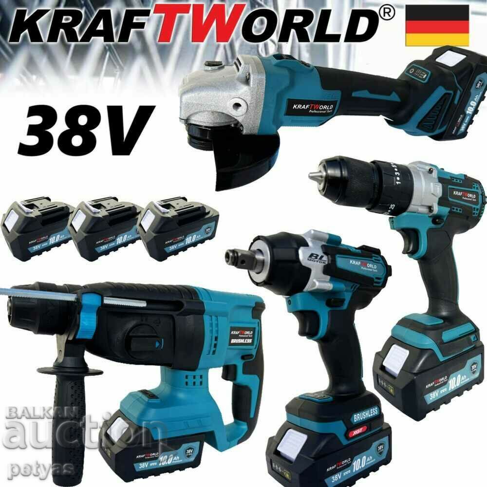 Cordless 4 in 1 angle grinder, hammer drill, screwdriver and perforator