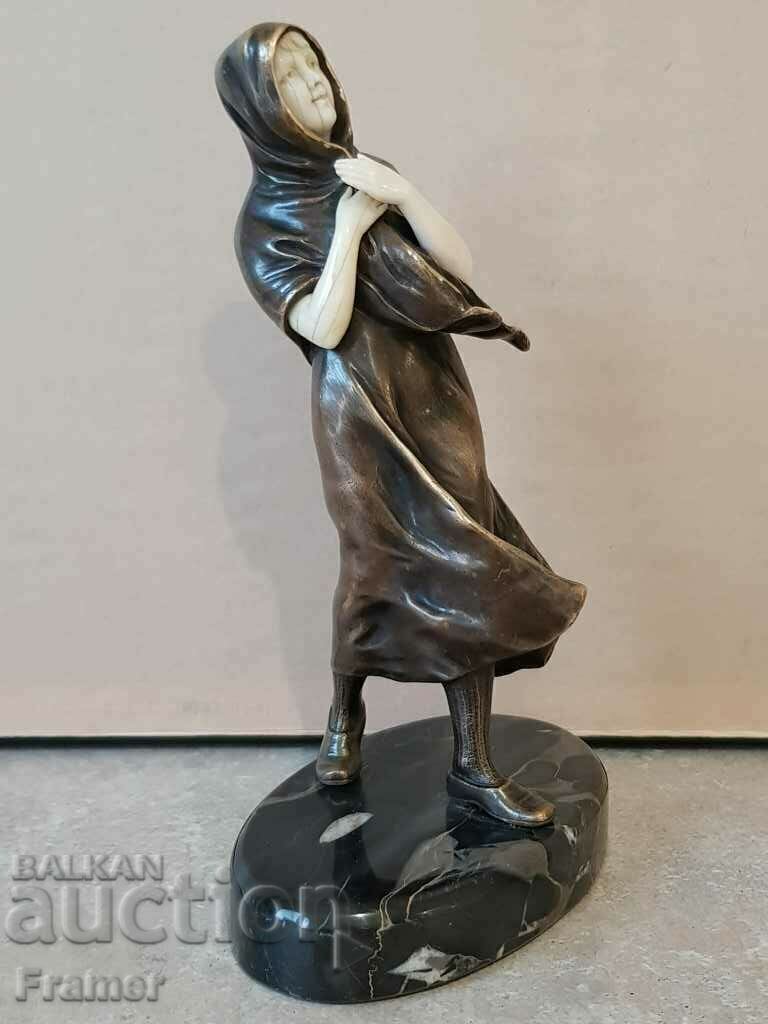 Auction Through the storm sculpture France 19th century bronze and ivory Auction Through the storm sculpture France 19th century bronze and ivory