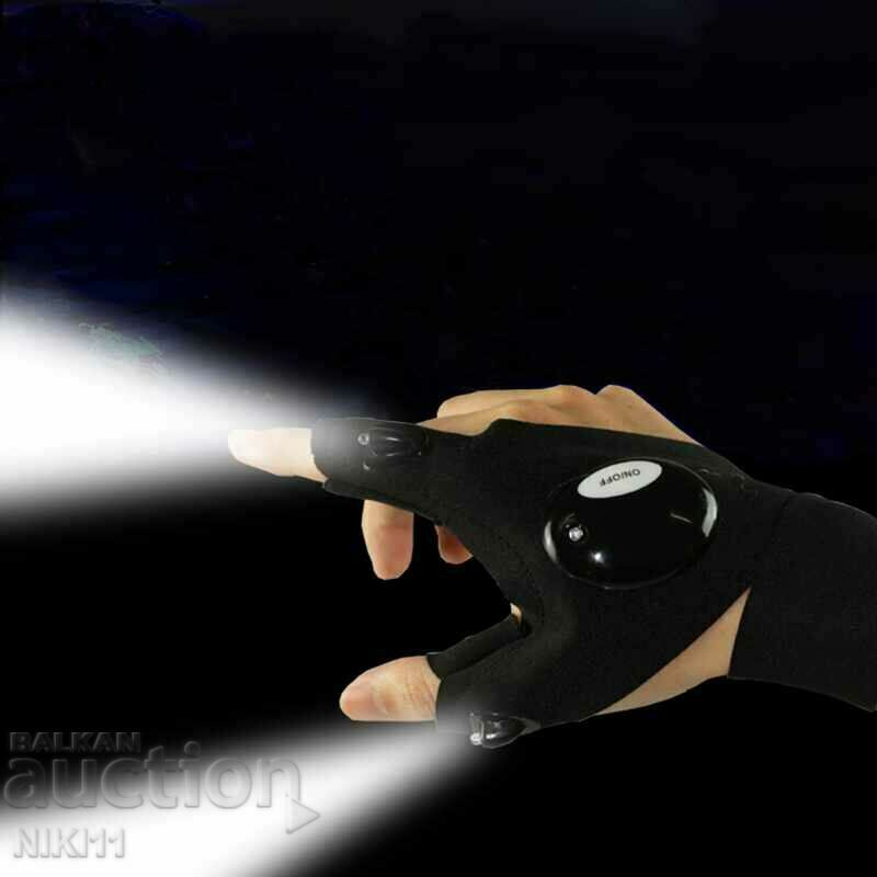 Luminous gloves with LED light, a pair of camping gloves