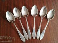 Silver plated spoons with markings