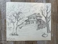 Йото Методиев Рисунка Картина Пейзаж Стара Къща