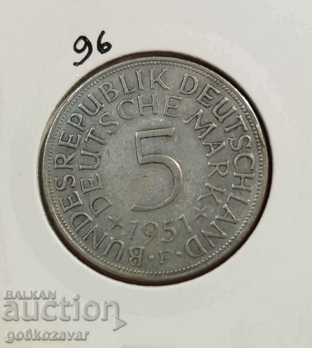 Германия 5 марки 1951г Сребро !