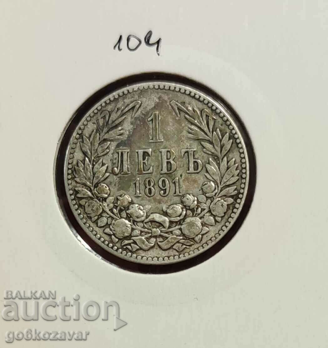 Bulgaria 1 lev 1891 silver.