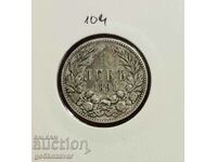 България 1 лев 1891г сребро.