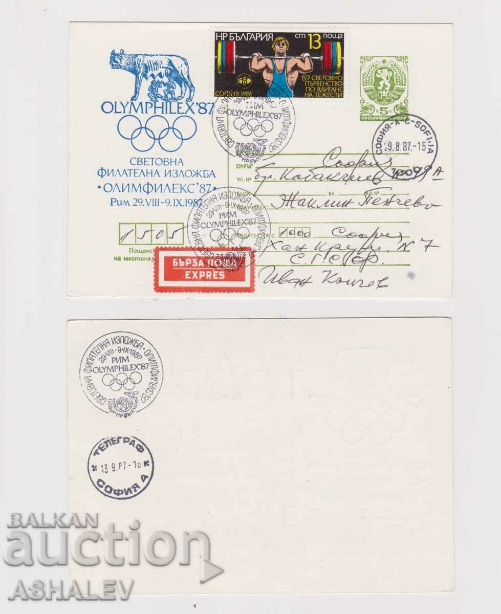 1987  Олимфилекс – Рим  Пощенска карта – пътувала