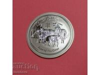 LUNAR 1 OZ 2015 SILVER AUSTRALIA YEAR OF THE GOAT