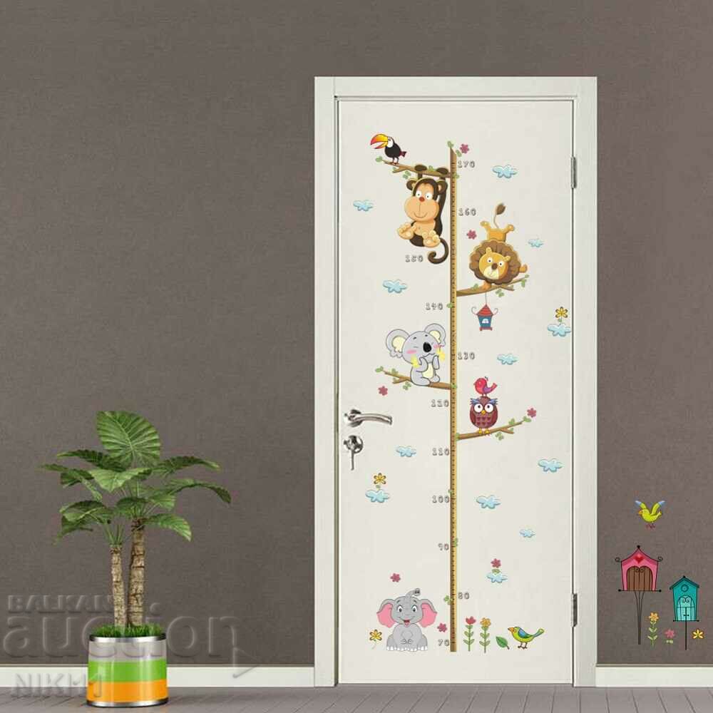 Метър за деца за врата стена декорация с живототни