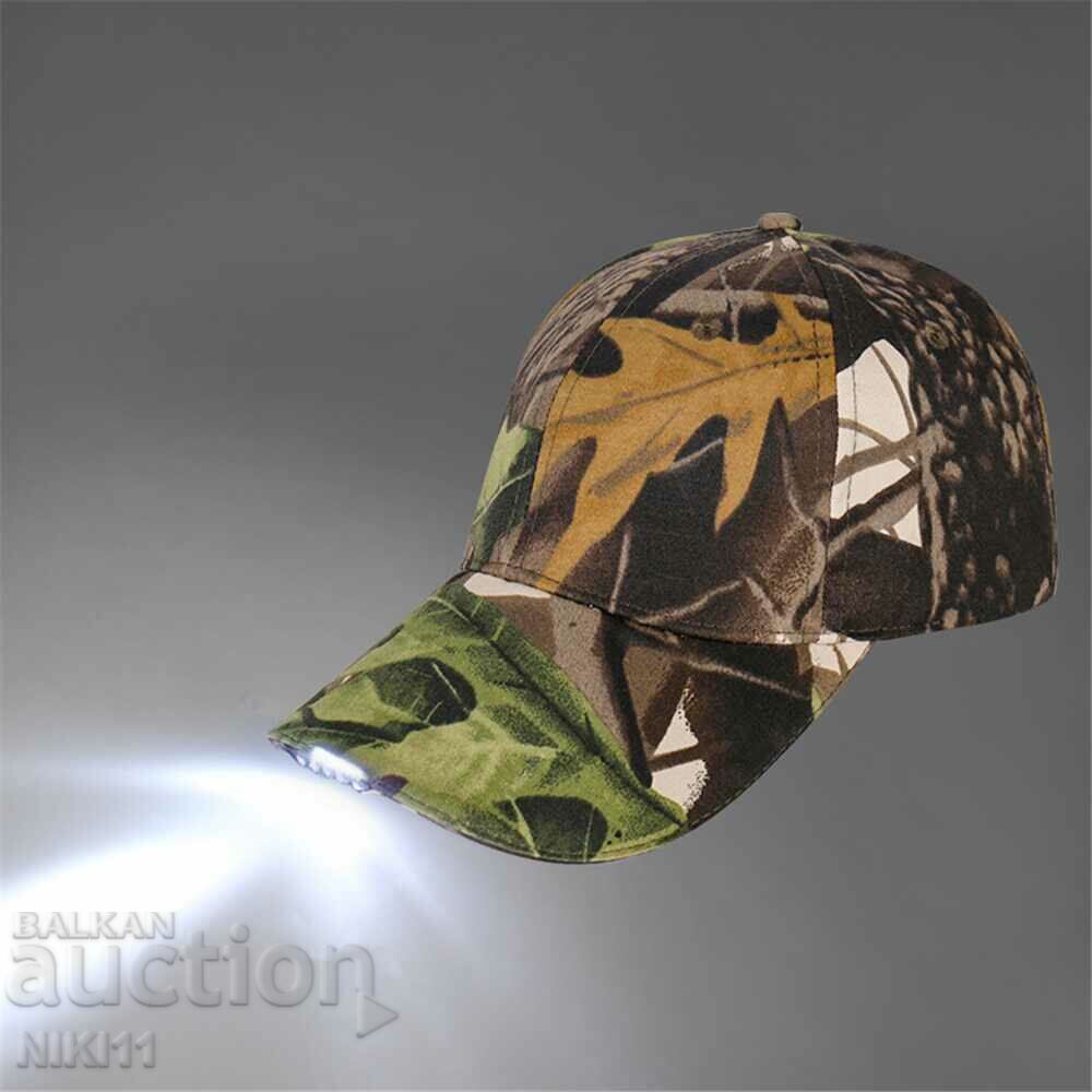 Καπέλο LED με γείσο με 5 LED + μπαταρίες ηλιακό καπέλο