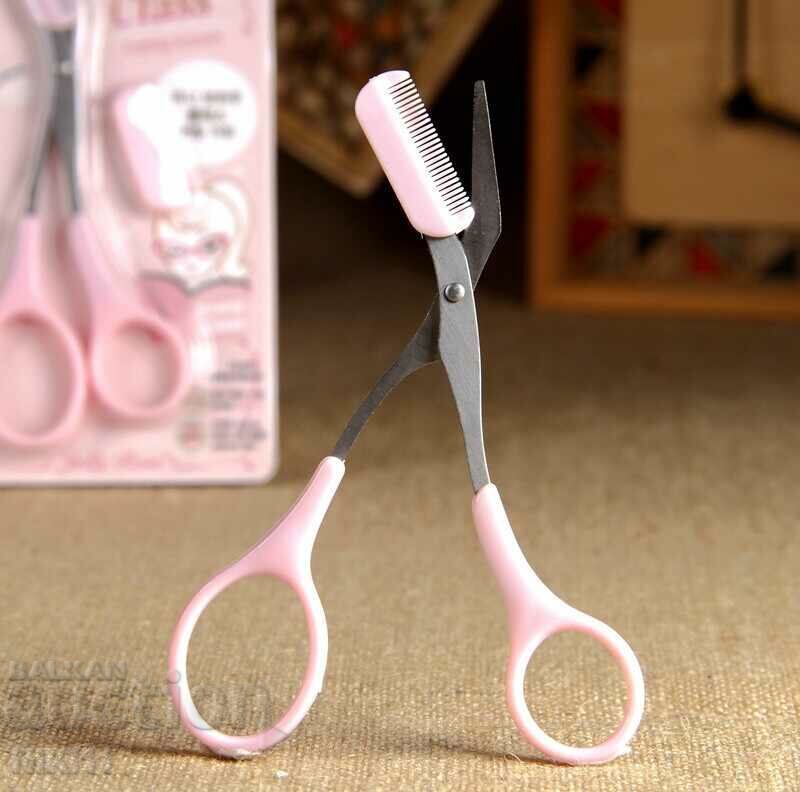 Scissors with an eyebrow comb, small eyebrow scissors