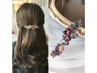 Hair barrette with flowers roses, stones, rose, hair clip