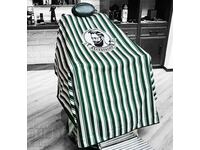 Barber's apron, cape in green and white