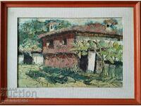 Картина, стара къща в Карлово, худ. Димитър Пачов - 1