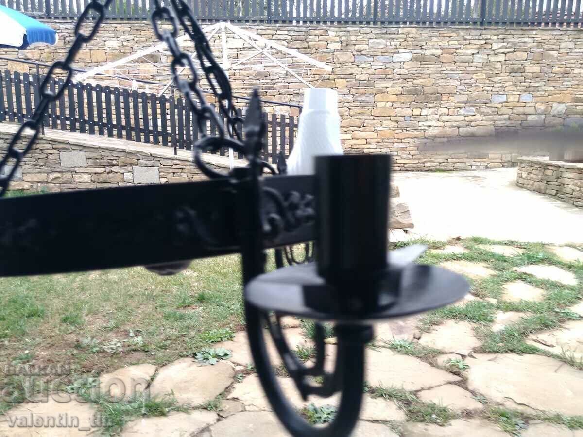 Old chandelier, wrought iron lampshade - 5