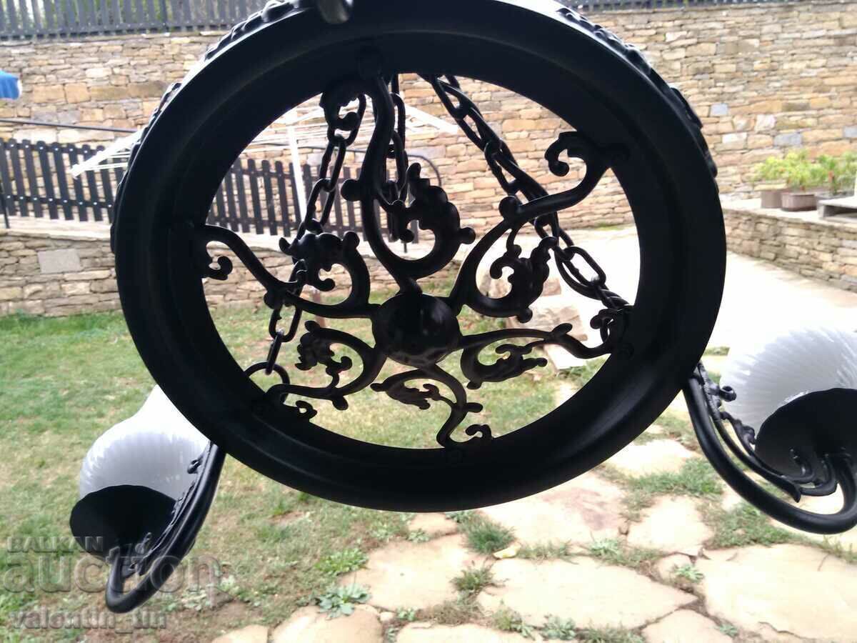 Old chandelier, wrought iron lampshade - 6