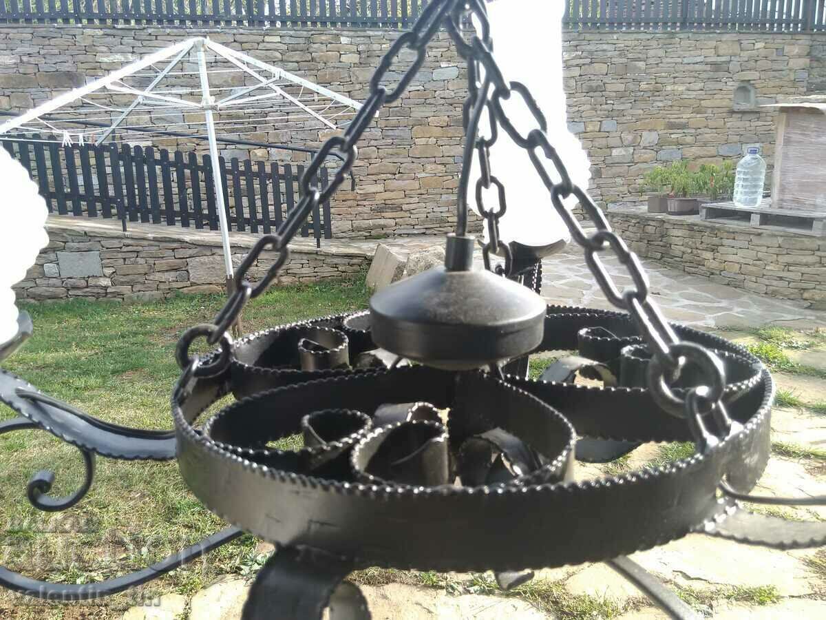 Vintage chandelier, wrought iron lampshade - 5 Vintage chandelier, wrought iron lampshade - 5