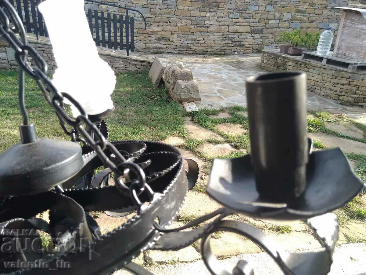 Vintage chandelier, wrought iron lampshade - 6 Vintage chandelier, wrought iron lampshade - 6