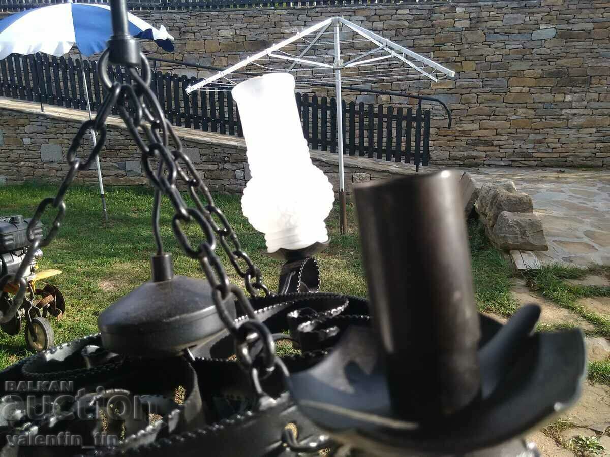 Vintage chandelier, wrought iron lampshade - 7 Vintage chandelier, wrought iron lampshade - 7