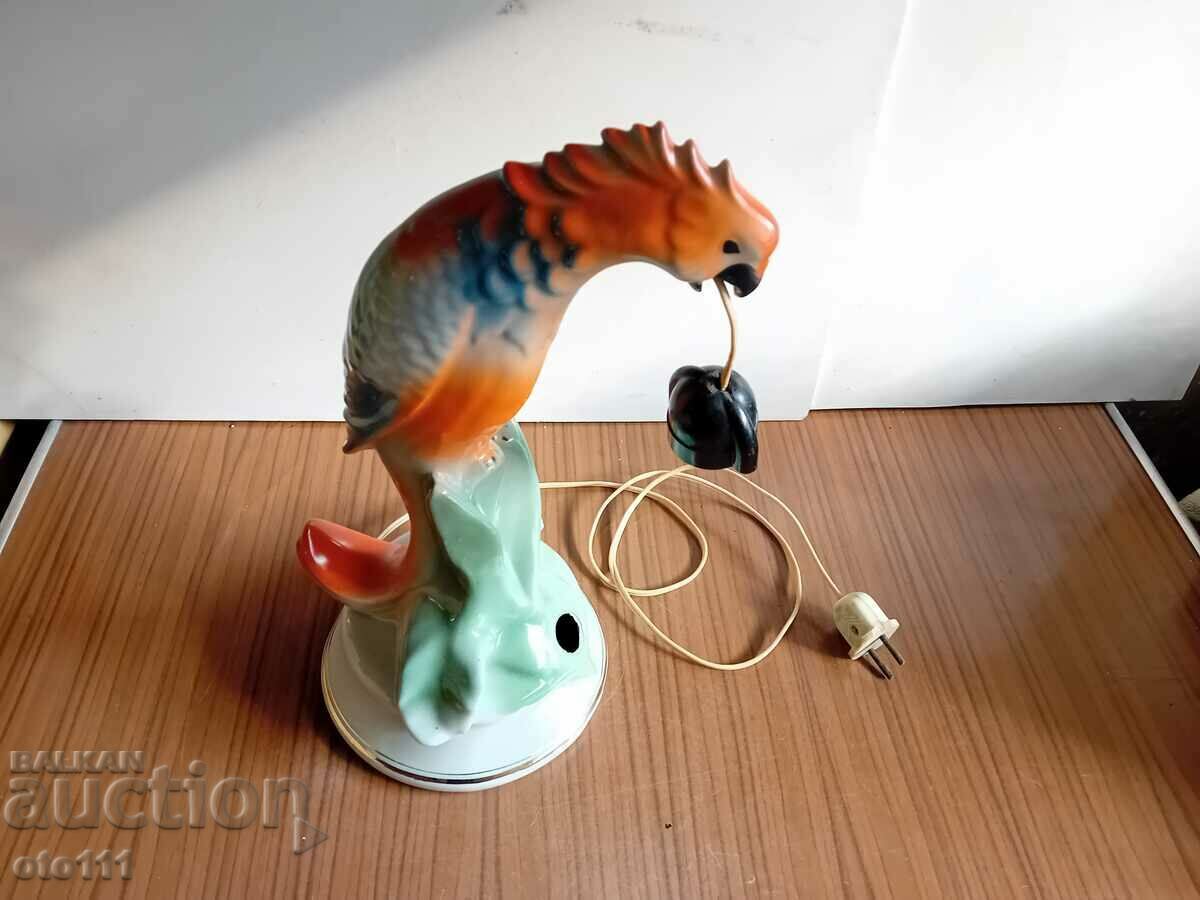 OLD PARROT PORCELAIN LAMP