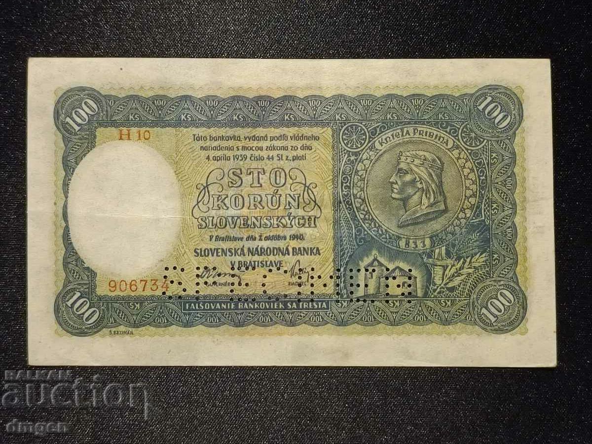 100 kroner 1940 Slovakia Specimen P11S