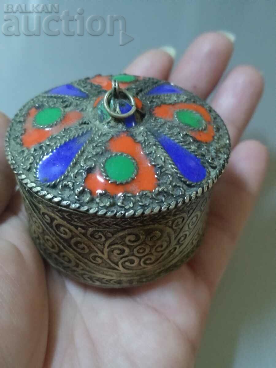 Old Small Pill or Snuff Box with Enamel