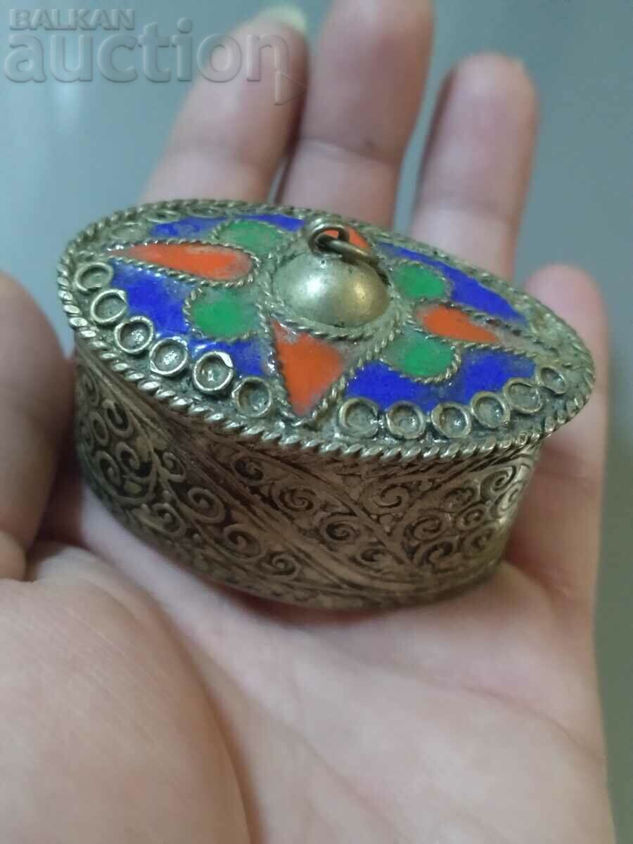 Old Small Pill or Snuff Box with Enamel