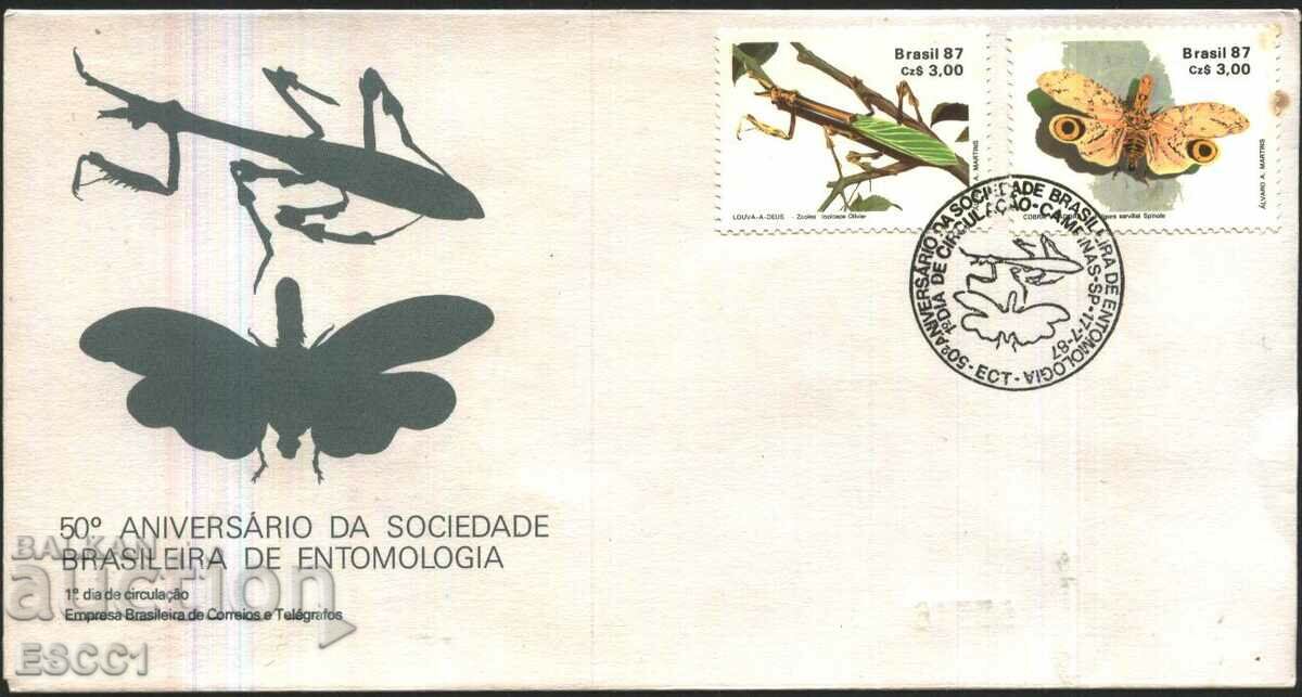 First Day Envelope Fauna Insects 1987 from Brazil