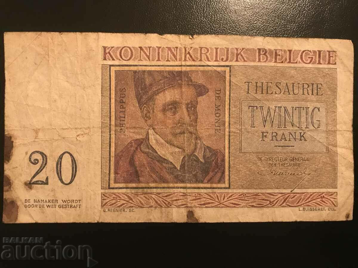 Белгия 20 франка 1956