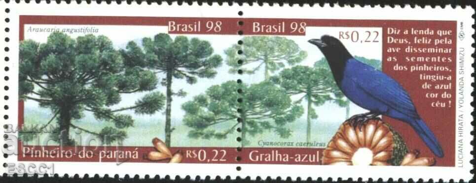 Чисти марки Фауна Птица Флора Дървета 1998 от Бразилия