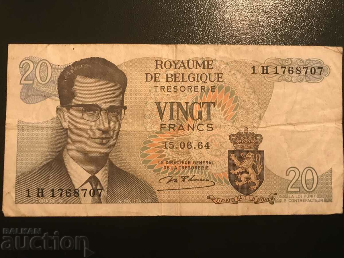 Βέλγιο 20 φράγκα 1964