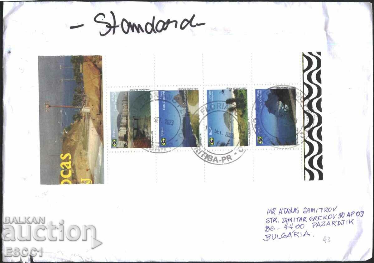 Traveled envelope with Landscapes from Brazil stamps