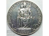 10 лири 1937 година Ватикана сребро