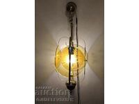 Old lampshade Art Deco metal and colored cut glass