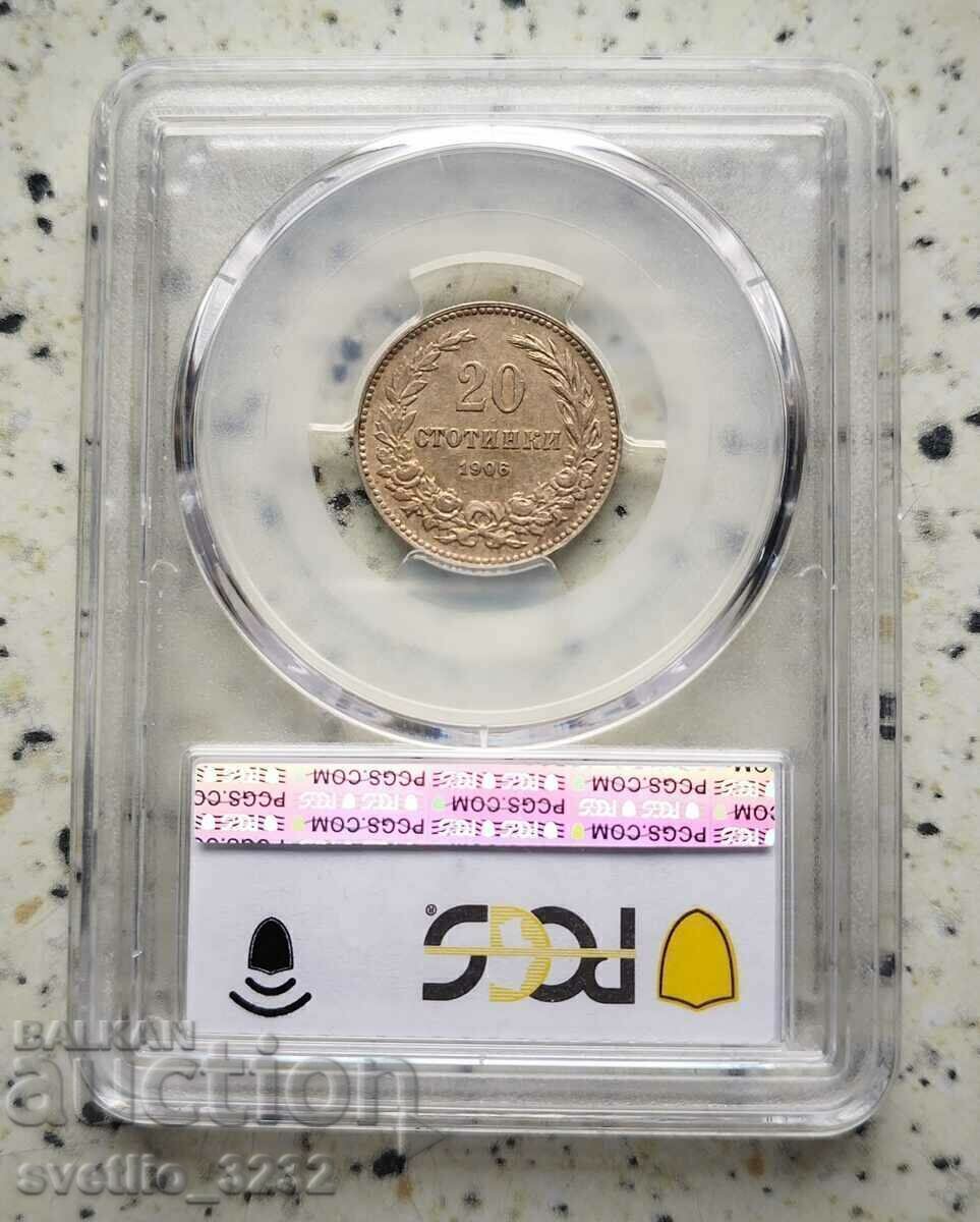 20 Centi 1906 AU 50 PCGS cu preț € 80.00 | 156.47 BGN