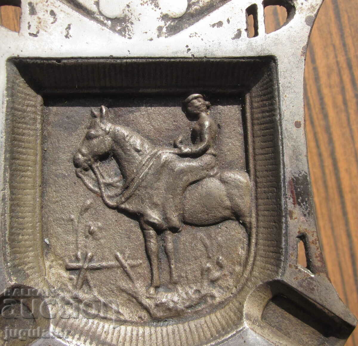 Delivery of vintage German marked cast iron ashtray with ornaments Delivery of vintage German marked cast iron ashtray with ornaments