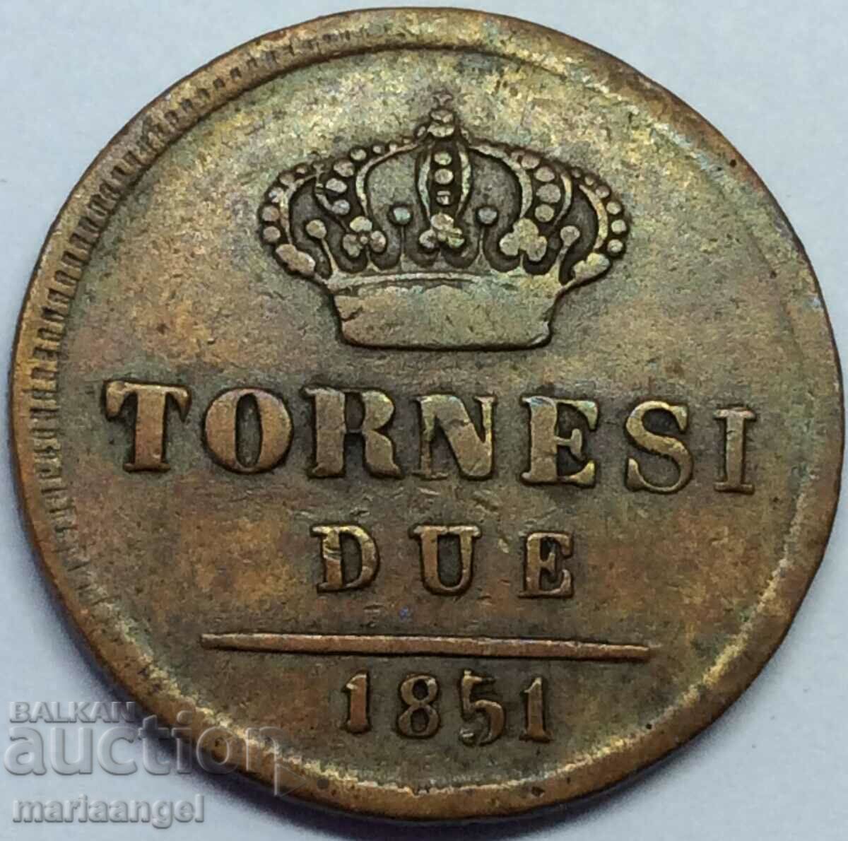 2 Tornesi 1851 Ιταλία Ferdinand I - ποιότητα
