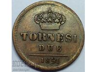 2 Tornesi 1851 Italia Ferdinand I - calitate