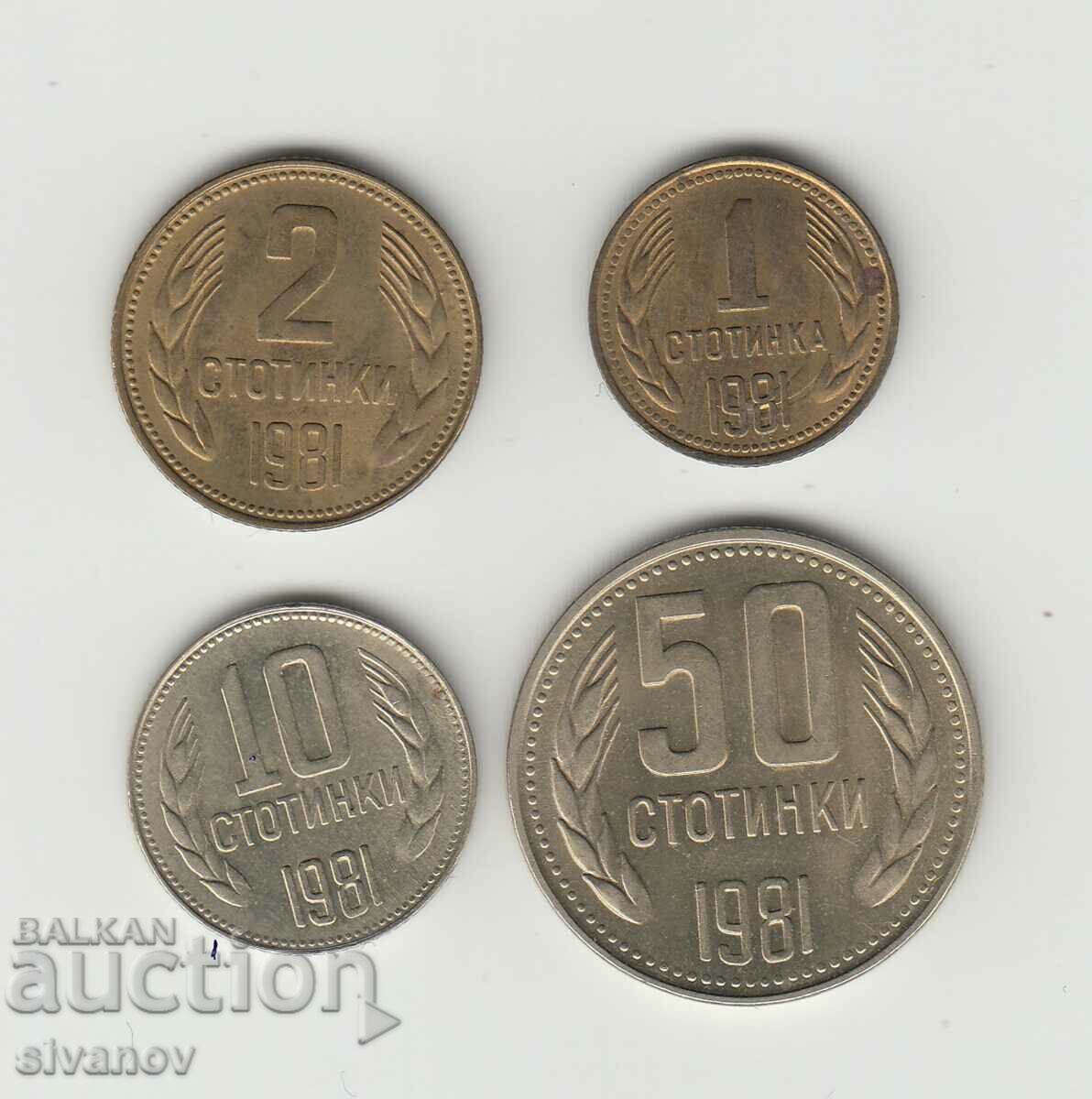 Bulgaria 1, 2, 10, 50 de cenți 1981 anul #5389