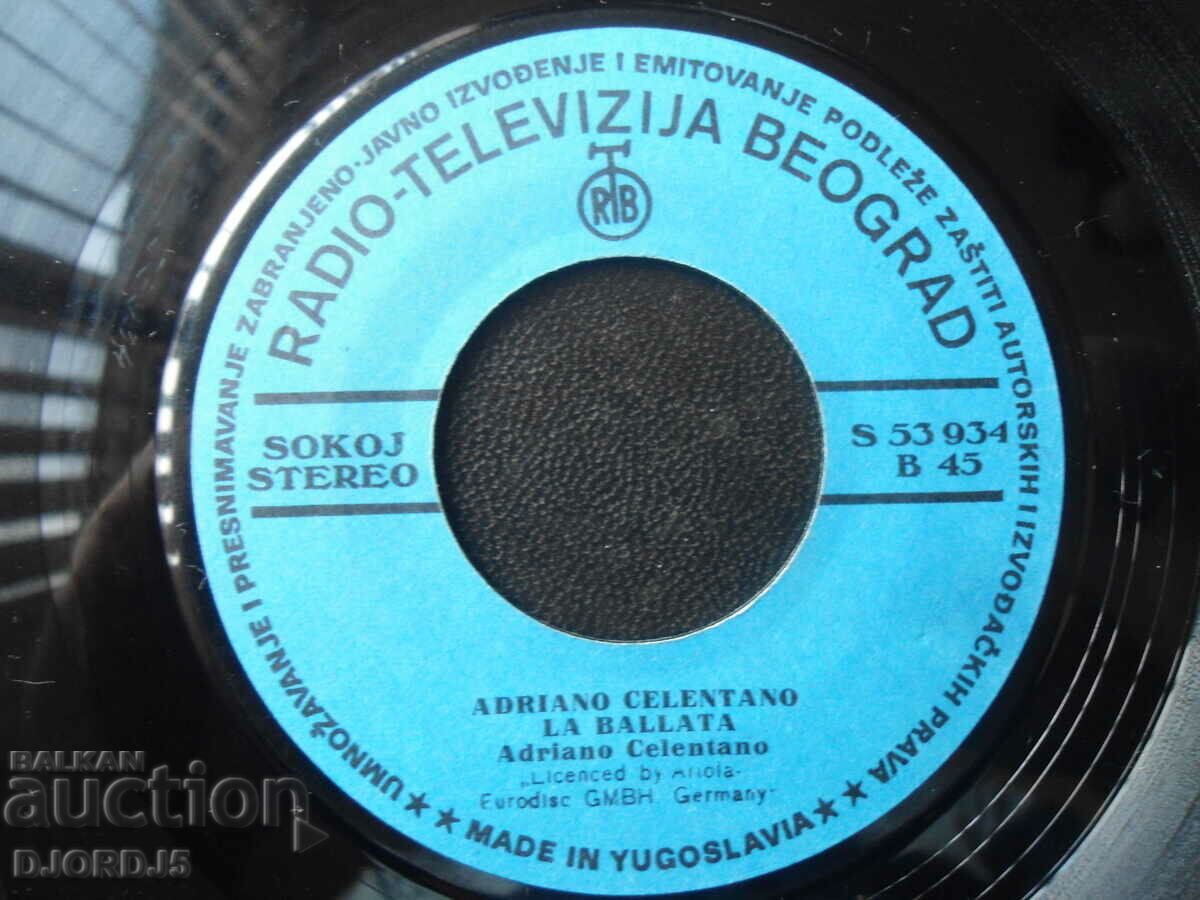 Auction ADRIANO CELENTANO, gramophone record, small Auction ADRIANO CELENTANO, gramophone record, small