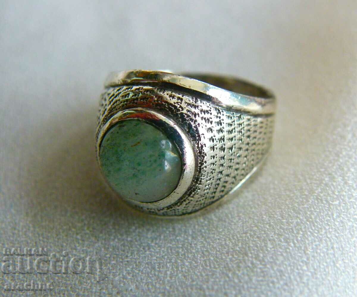 Old silver jade ring - 5 Old silver jade ring - 5
