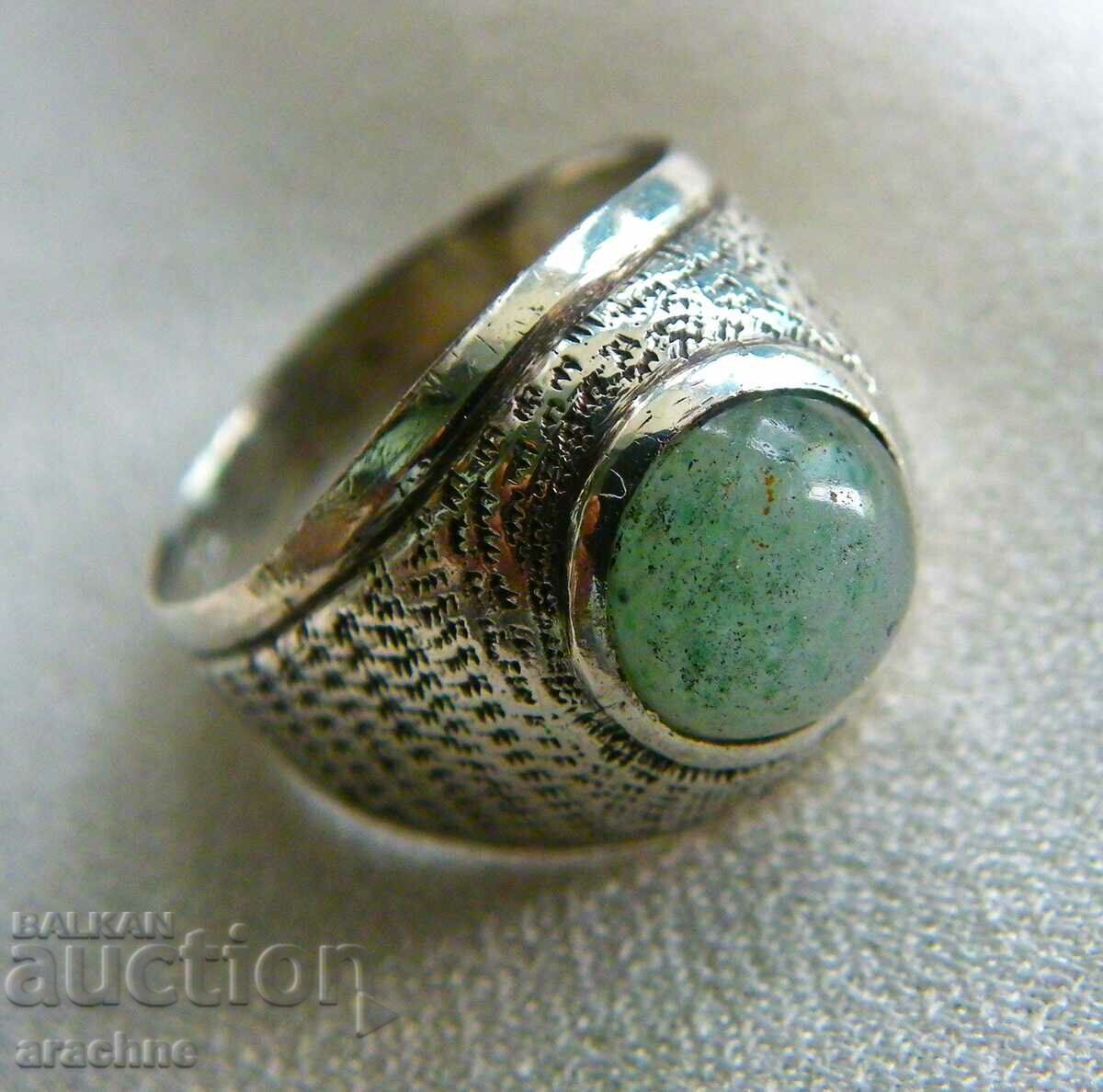Old silver jade ring