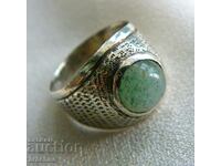 Old silver jade ring