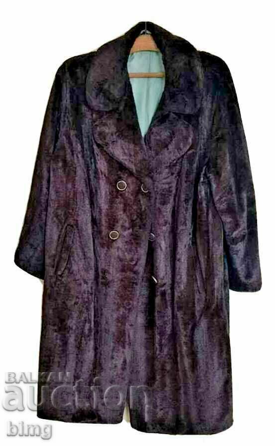Γυναικείο γούνινο παλτό - τεχνητό δέρμα - BZC
