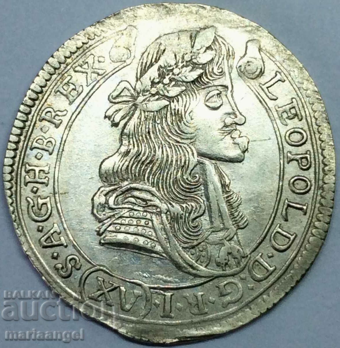 15 Kreuzer 1681 Ungaria Leopold I Madona maghiară 30mm