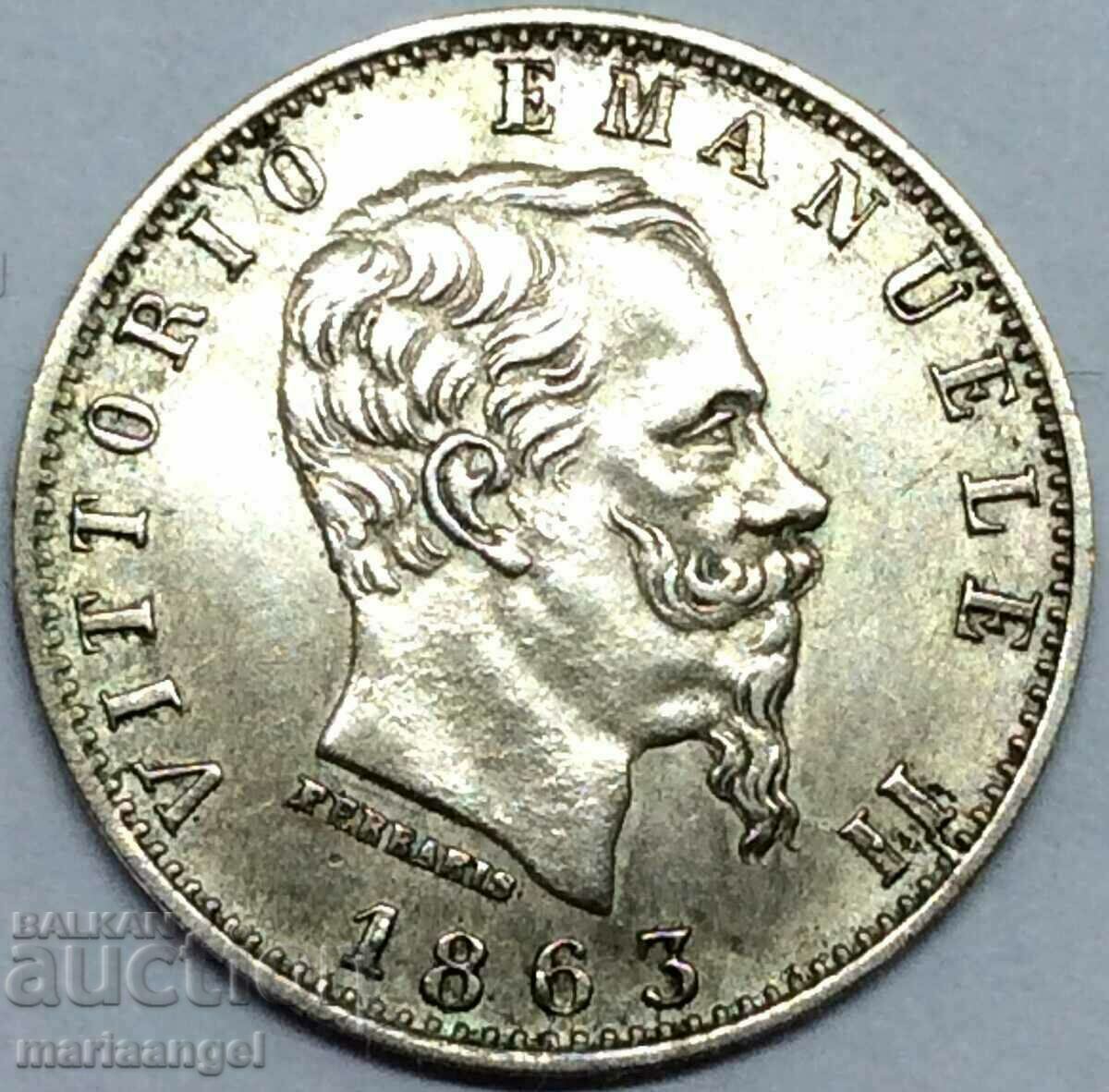 Италия 20 чентесими 1863 сребро