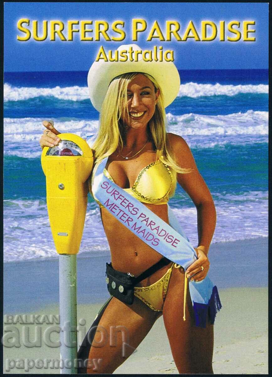 Australian postcard erotic woman in swimsuit