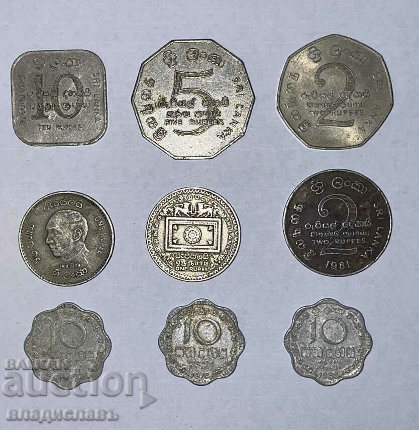 Sri Lanka 10 cents, 1,2,5,10 rupees