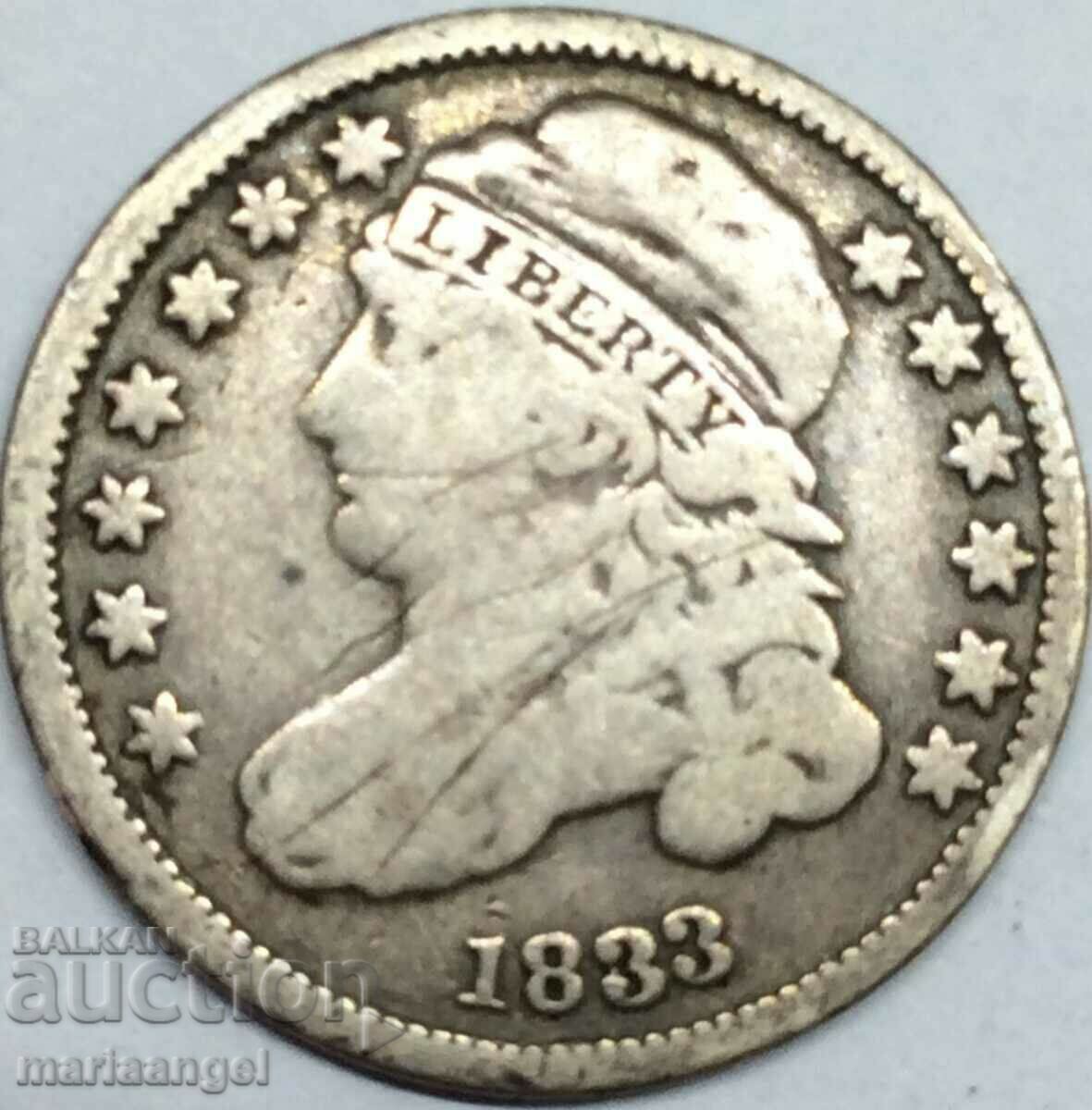 10 Cents 1 Dime 1833 USA Liberty Silver - quite rare